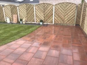 Gold Patio with V Arch Fencing Dublin