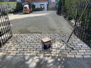 Tar and chip driveway with granite apron