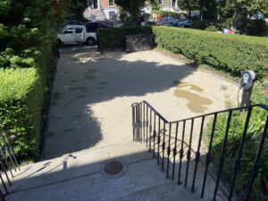 Tar and chip driveway with granite apron