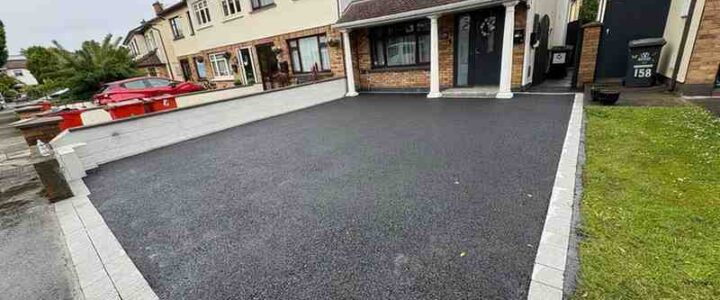 New Asphalt Driveway Completed with Silver Granite Border